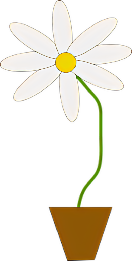 Charming White Daisy Vector Wallpaper in Brown Pot - Minimalist Background