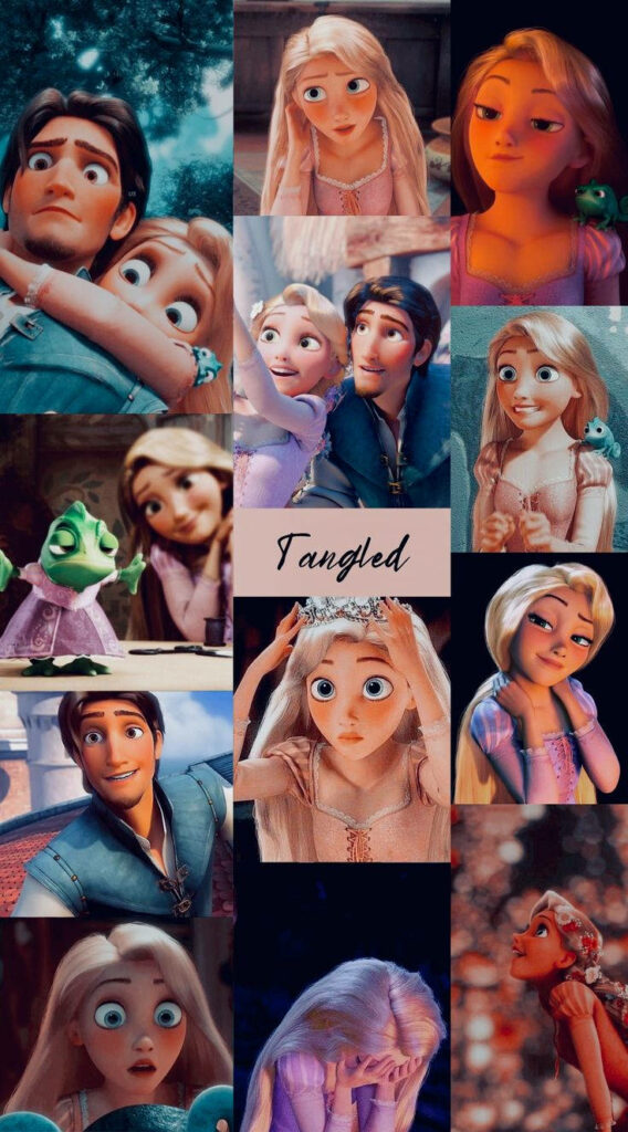 Whimsical Tangled Collage Wallpaper | Charming Disney Background
