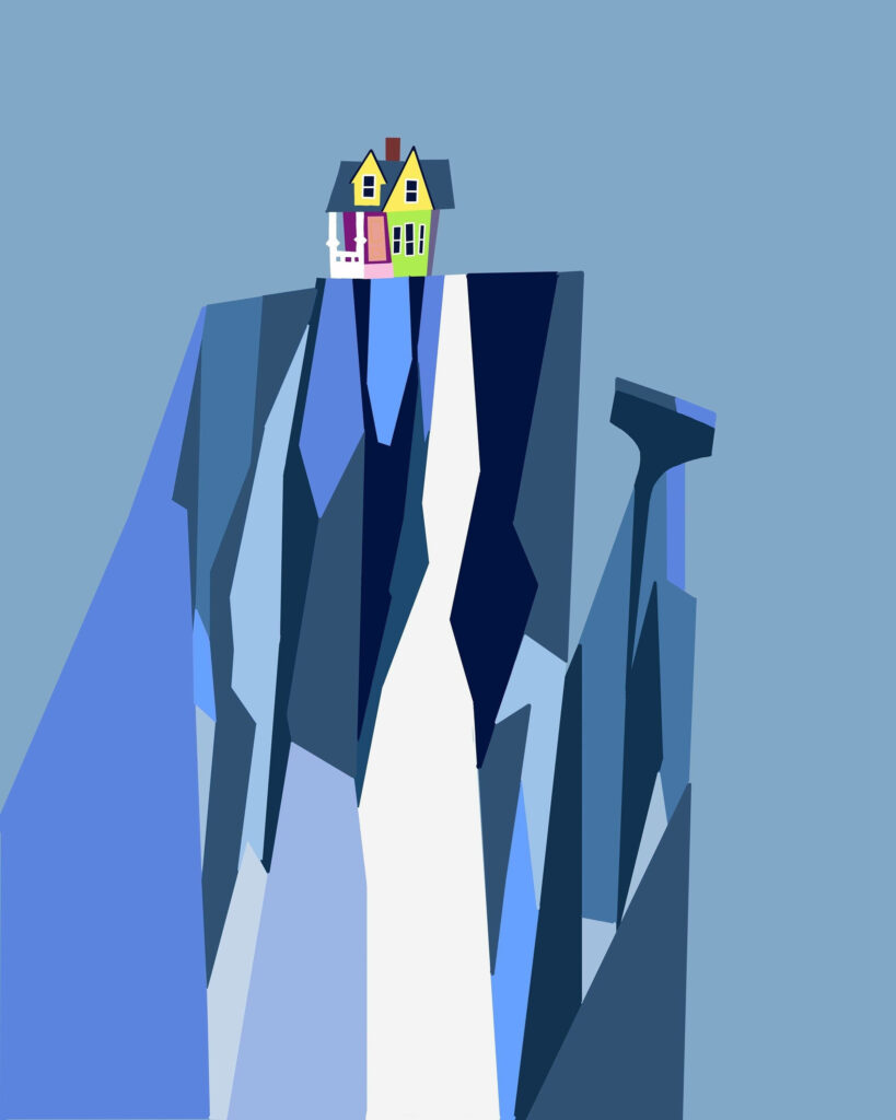 Charming Disney's Up Wallpaper: Vibrant Minimalist Paradise Falls Art