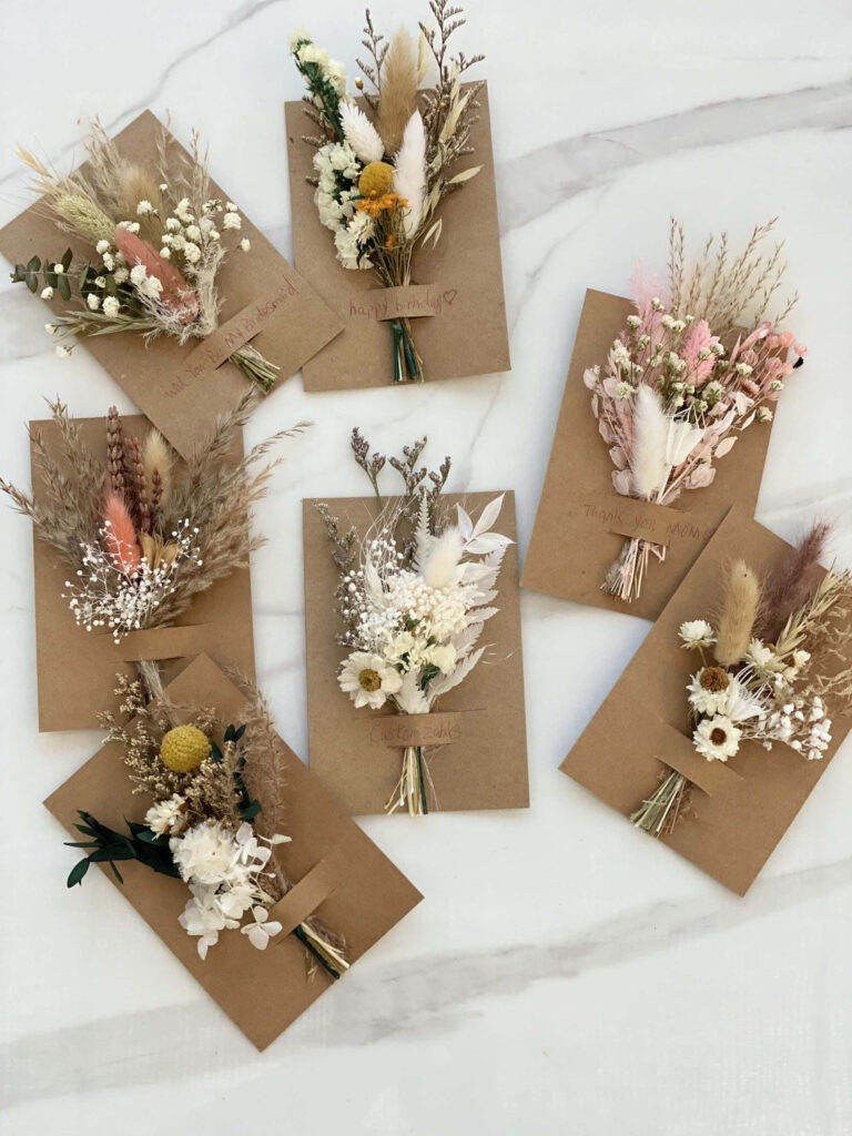 Dried Flower Bunches in Brown Paper Envelopes - Rustic Wallpaper
