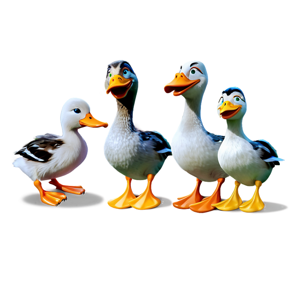 Charming Duck Family Cartoon Wallpaper with Vibrant Colors