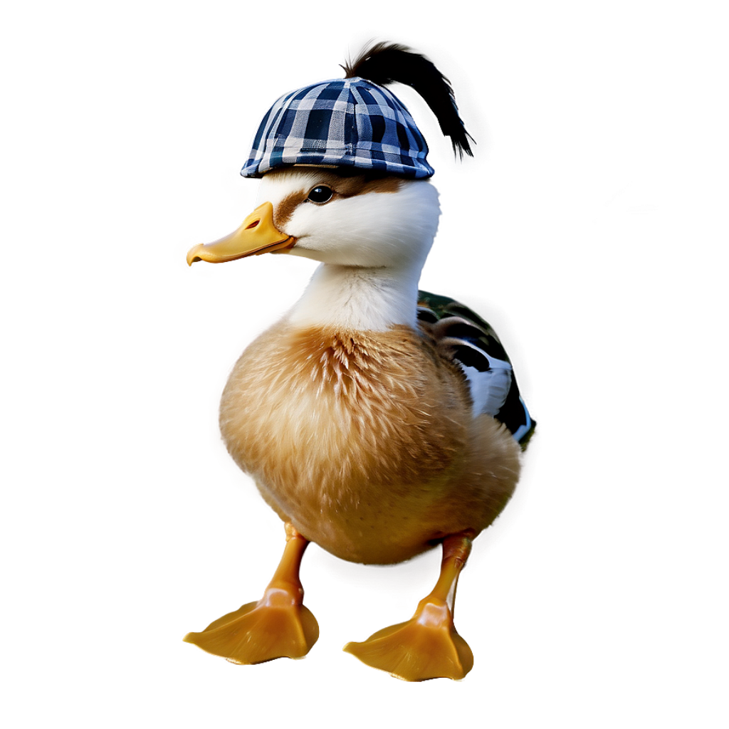 Charming Duck in Plaid Hat - Whimsical Wallpaper Background