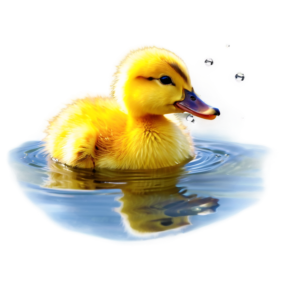 Charming Duckling Wallpaper: Fluffy Yellow Feathers in Water