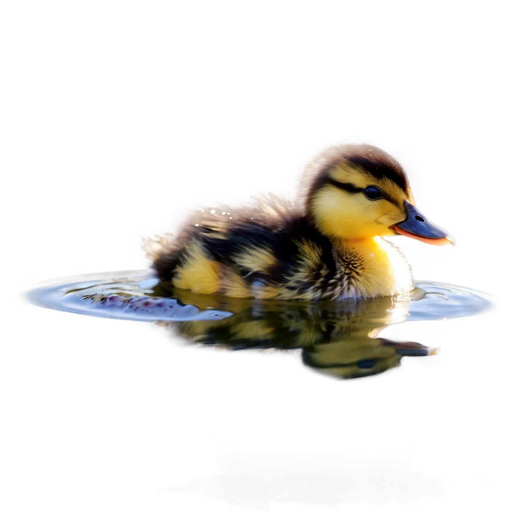 Charming Duckling on Calm Water: Serene Wallpaper Background