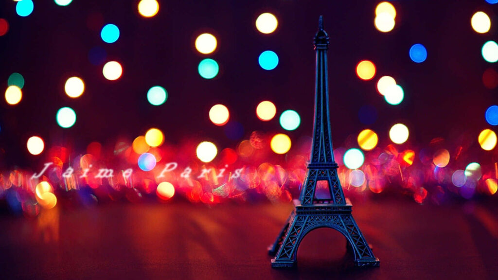 Charming Paris Wallpaper: Mini Eiffel Tower & Colorful Bokeh Lights