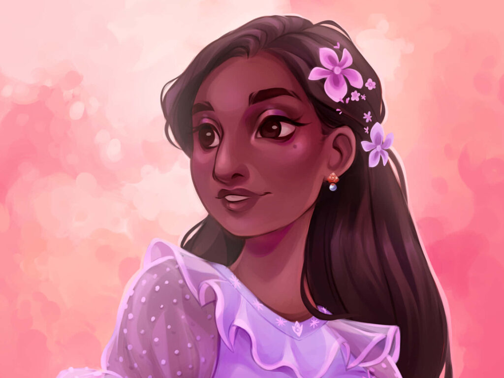 Enchanting Encanto Character Wallpaper on Soft Pink Background