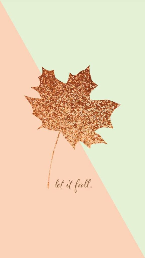 Charming Fall Phone Wallpaper: Glittery Maple Leaf & Cozy Vibes