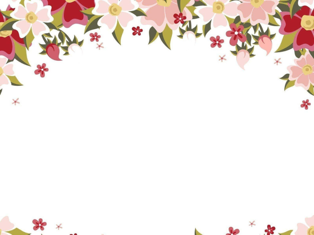 Charming Floral Border Wallpaper: Pink, Red & White Flowers Design