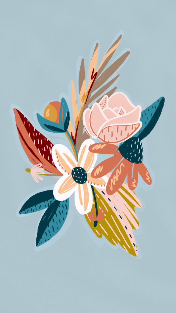 Charming Pastel Floral Digital Art Wallpaper for Modern Spaces