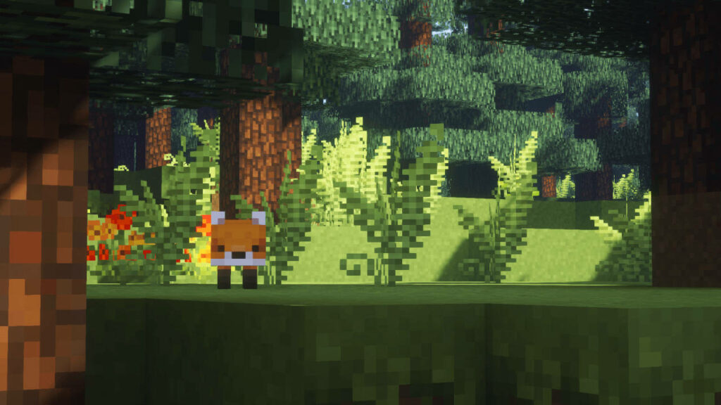 Charming Fox in Sunlit Forest - Minecraft PC Wallpaper Background
