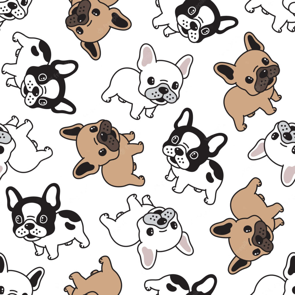 Charming French Bulldog Wallpaper: Adorable Seamless Pattern Design