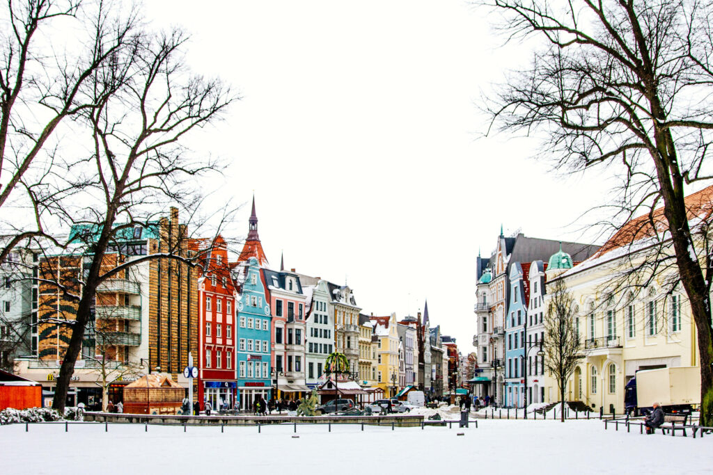 Charming German Town in Winter Snow - Serene Scenic Wallpaper