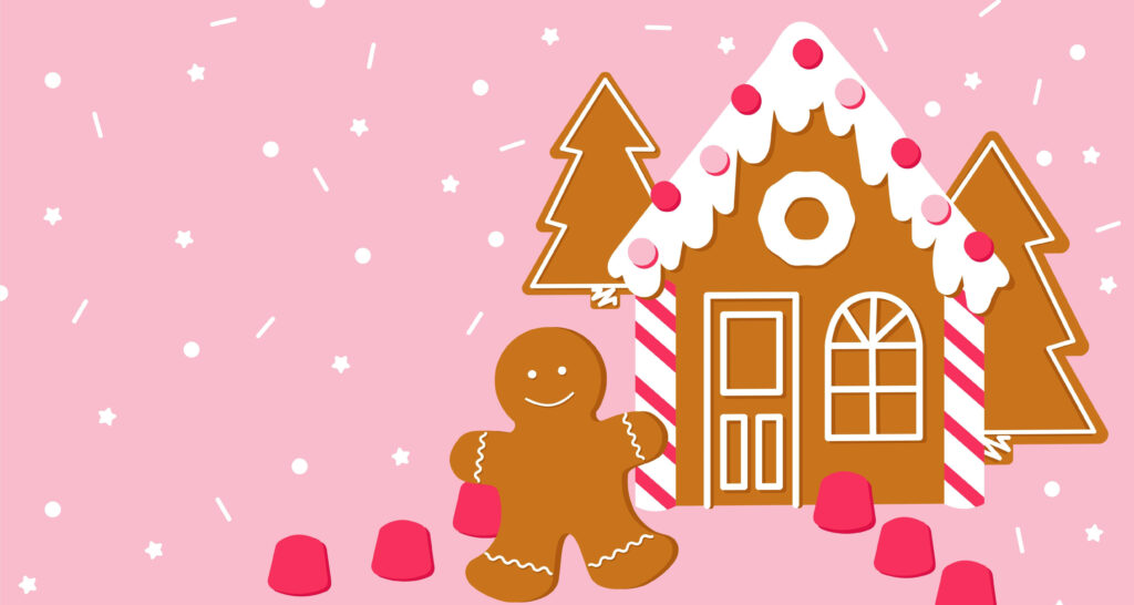 Whimsical Gingerbread House Wallpaper for Festive Holiday Cheer