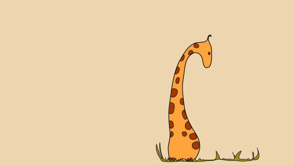 Whimsical Giraffe Wallpaper: Charming Clip Art on Light Beige Background