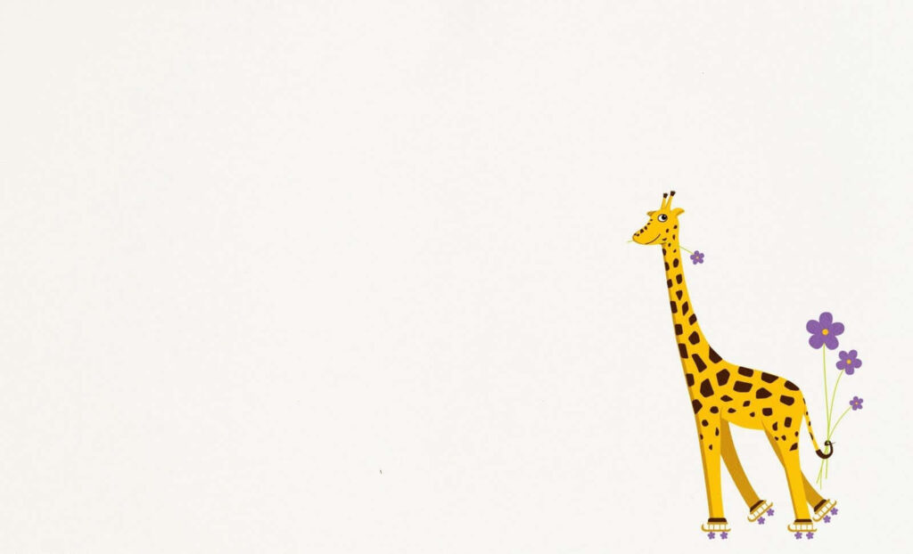 Cute Giraffe on Roller Skates Wallpaper - Playful Minimalist Design