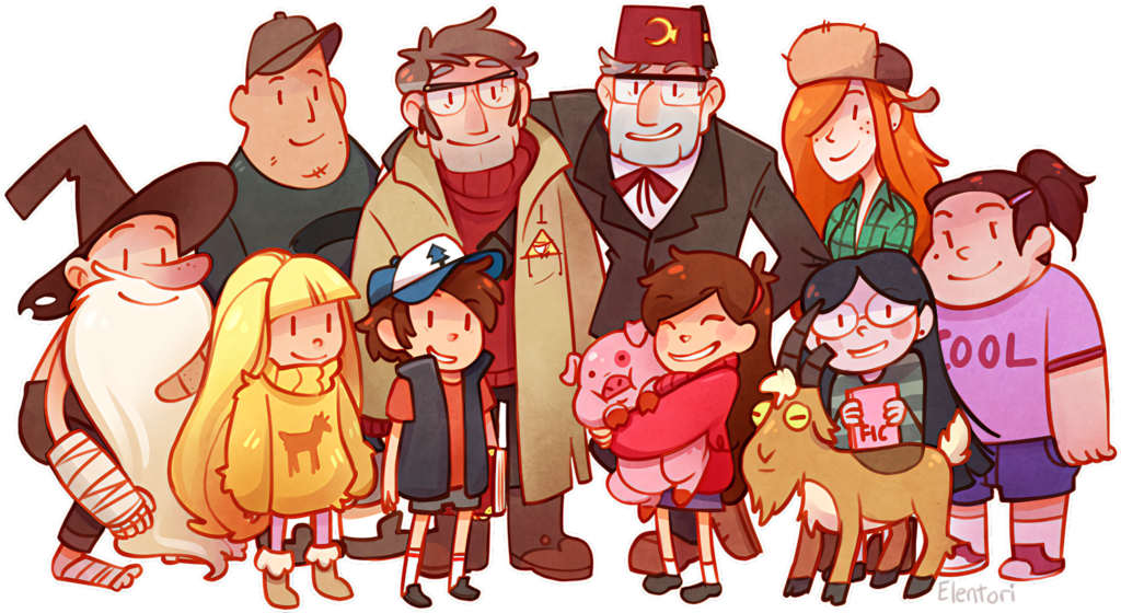 Gravity Falls Character Wallpaper: Charming Cartoon Adventure Scene