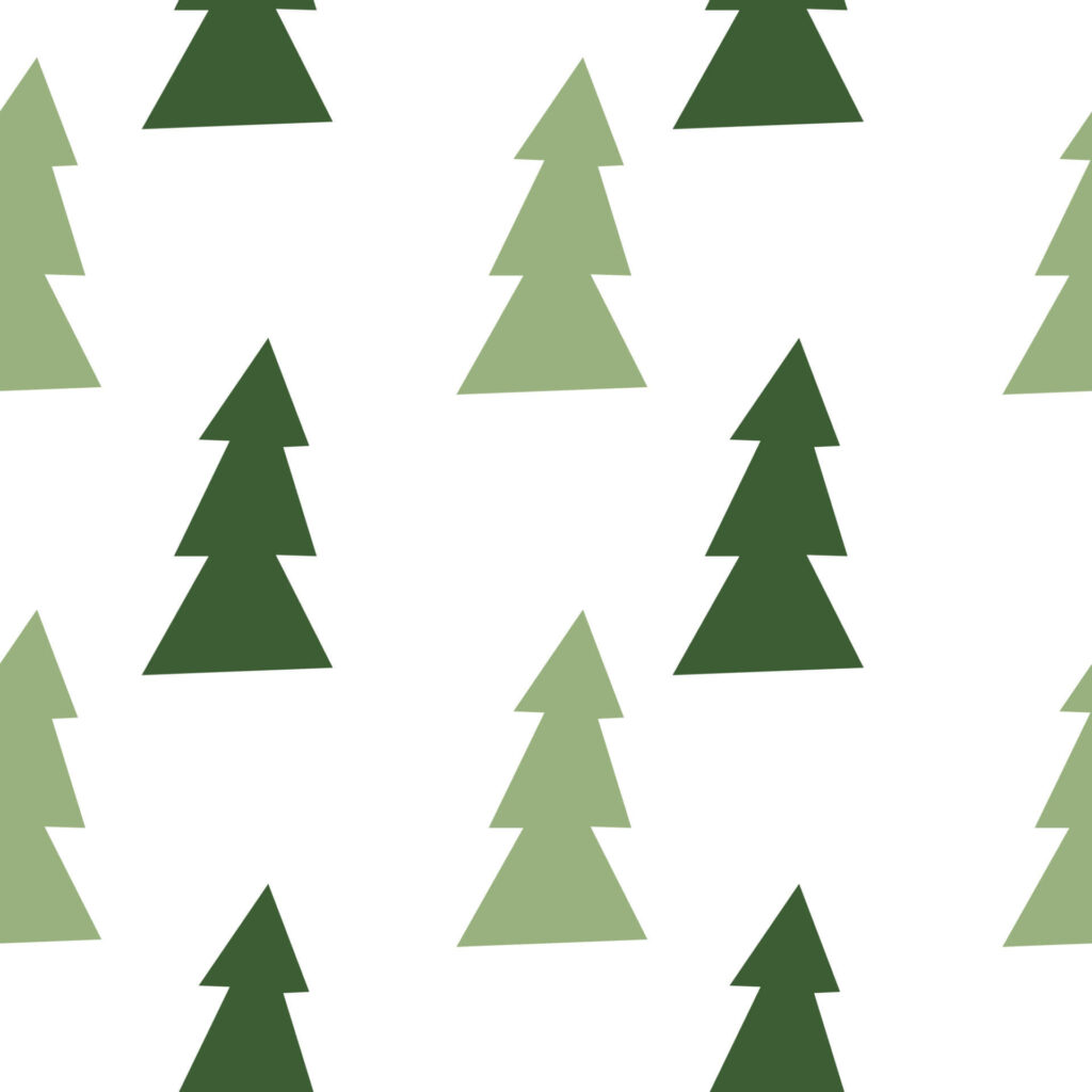 Charming Green Christmas Tree Wallpaper on White Background
