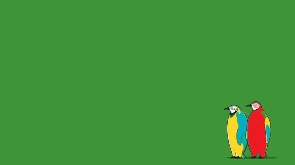 Minimalist Green Wallpaper with Colorful Birds Illustration