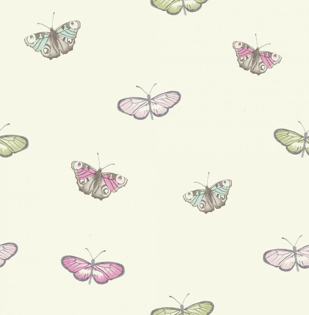 Charming Green & Purple Pastel Butterfly Wallpaper Background