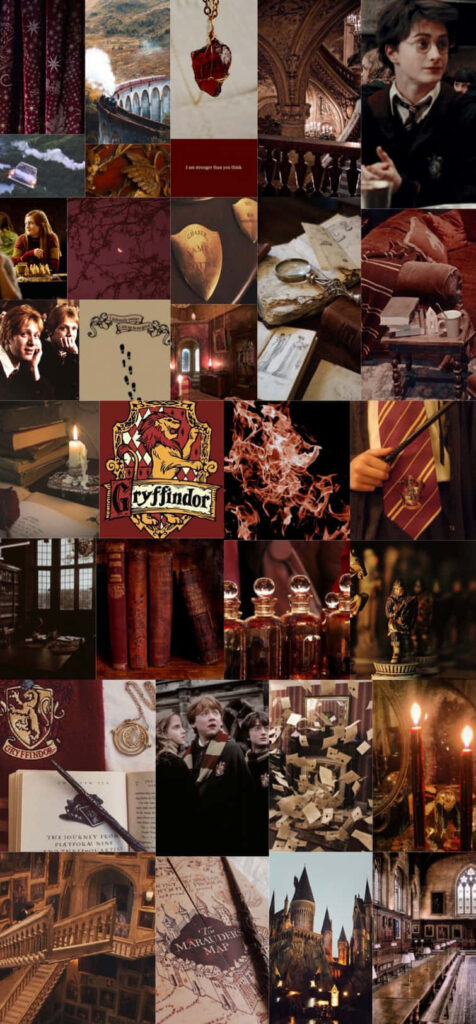 Gryffindor Collage Wallpaper: Iconic Harry Potter Elements