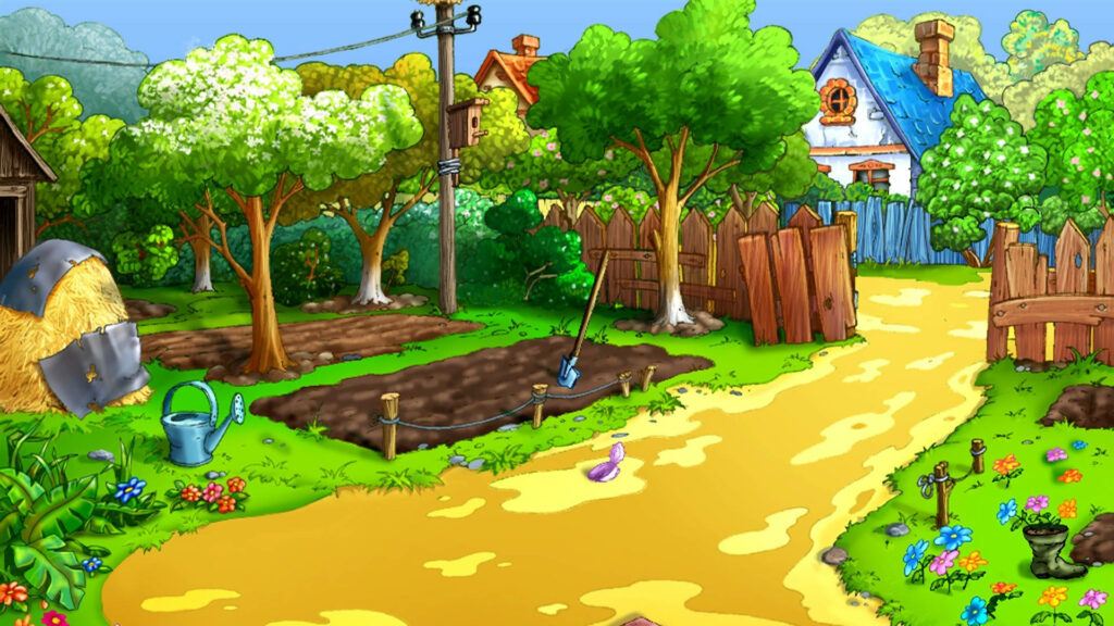 Whimsical Home in a Serene Forest Setting: HD Cartoon Illustration Wallpaper