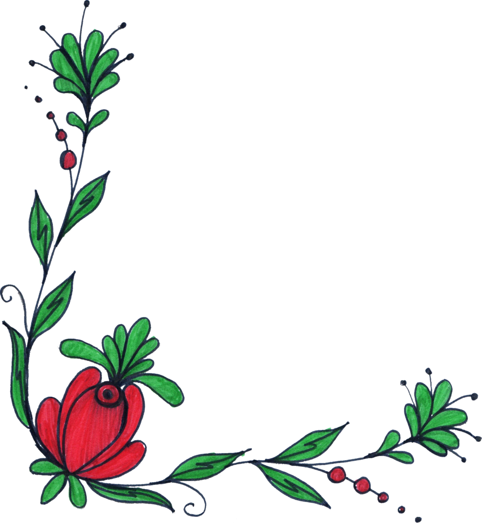 Vibrant Hand-Drawn Floral Wallpaper Design with Transparent Background