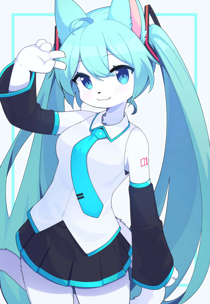 Cute Hatsune Miku Chibi Wallpaper with Playful Design and Colors