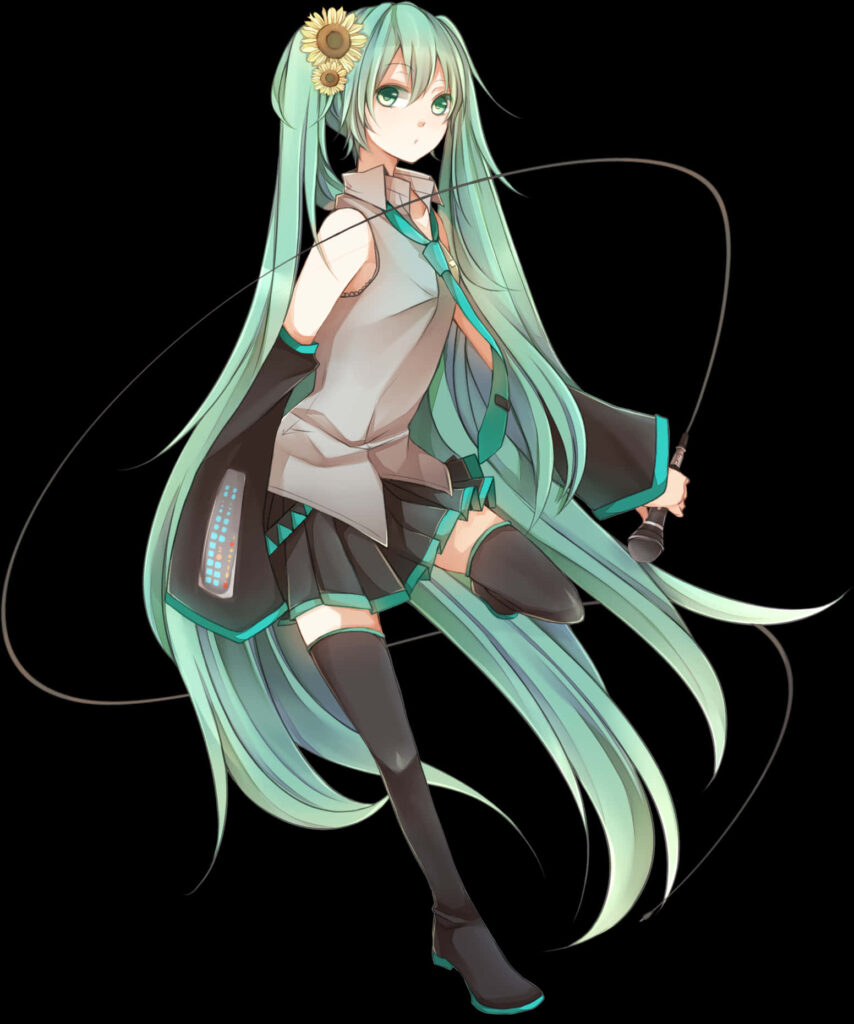 Charming Hatsune Miku Wallpaper: Vocaloid with Sunflower Design