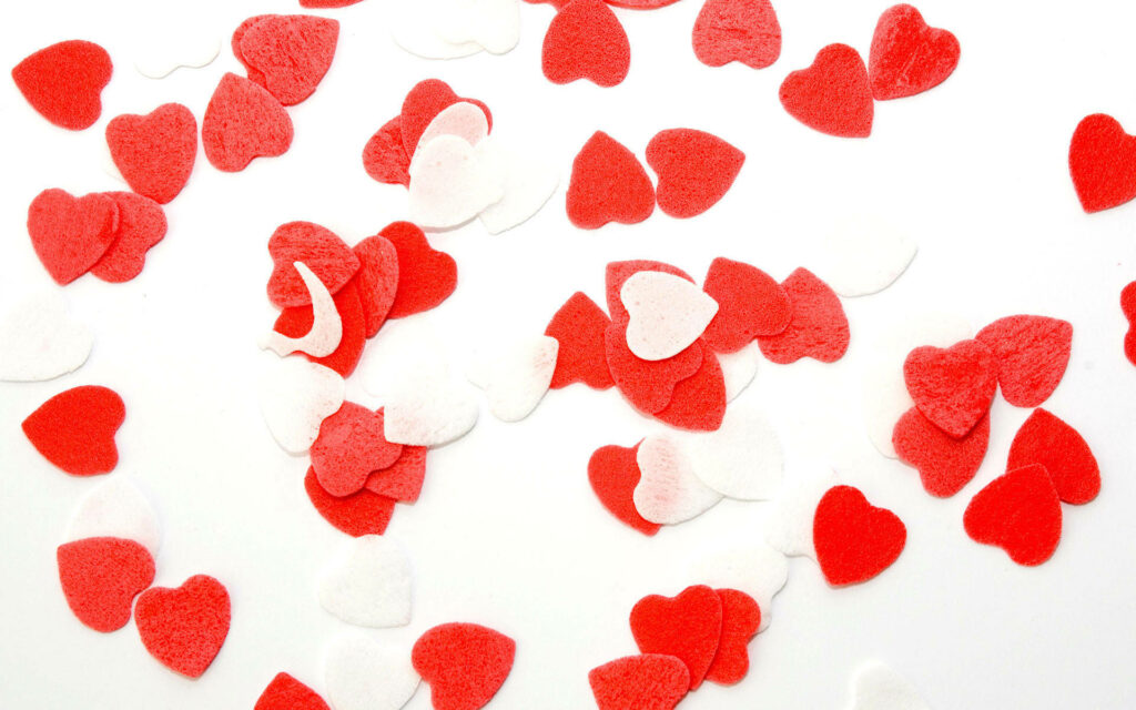 Charming Red & White Heart Aesthetic Wallpaper Background