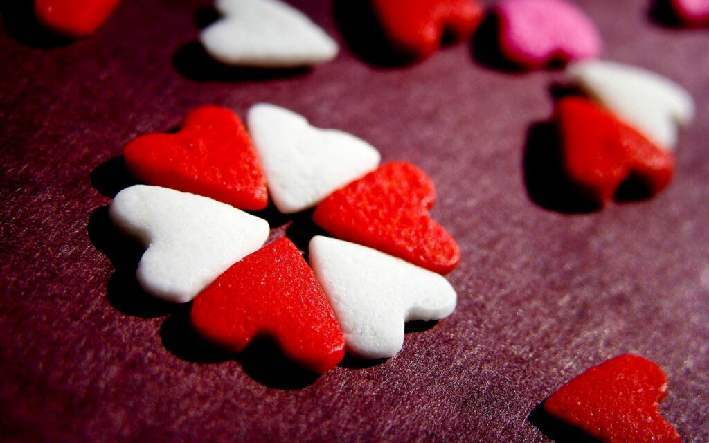 Charming Red & White Heart Candy Wallpaper Background for Romance