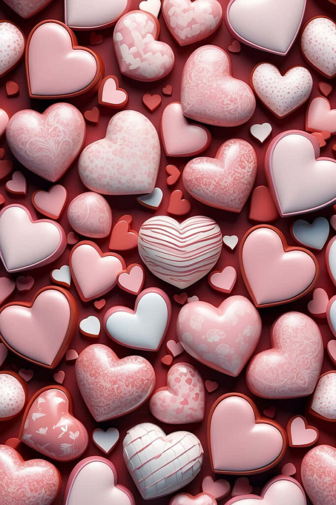 Charming Heart Wallpaper: Pink, White & Red Textured Background