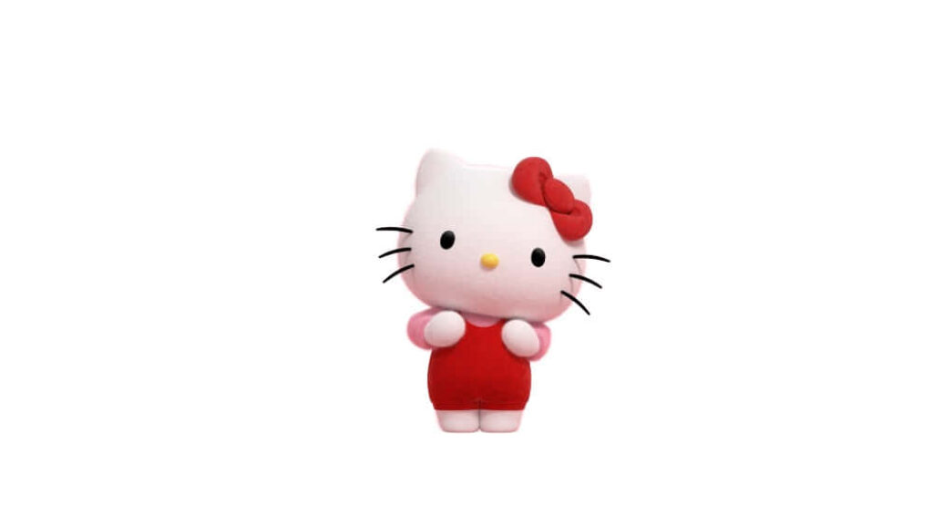 Hello Kitty 3D Figure Wallpaper on Minimalist White Background