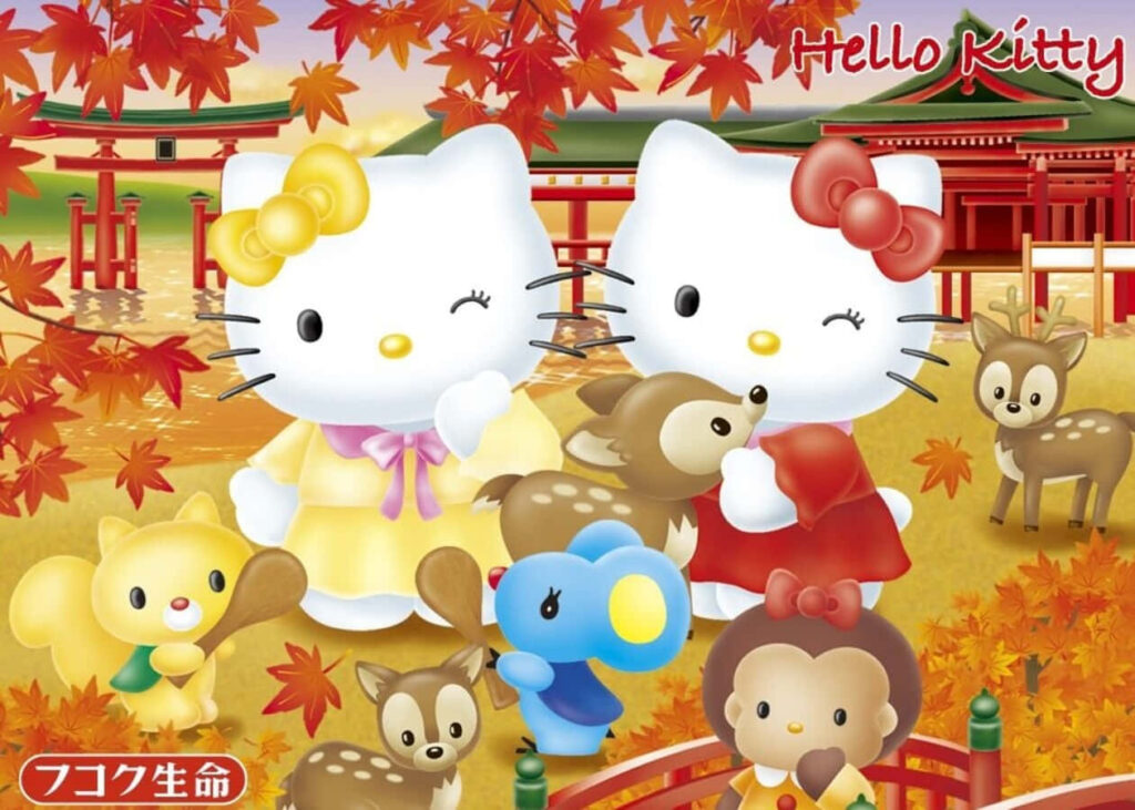 Hello Kitty & Friends in Charming Autumn Landscape Wallpaper