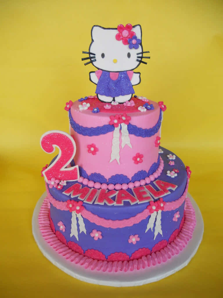 Colorful Hello Kitty Birthday Cake Wallpaper for Fun Celebrations