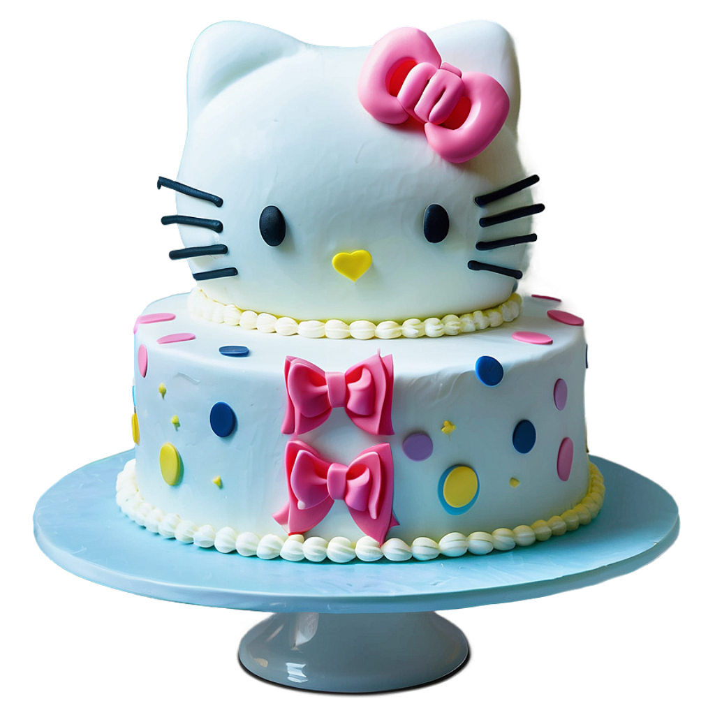 Charming Hello Kitty Cake Wallpaper: Whimsical Two-Tier Design