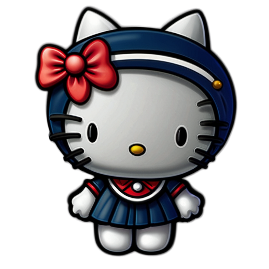 Cute Hello Kitty Sailor Wallpaper: Navy Hat & Red Bow Design