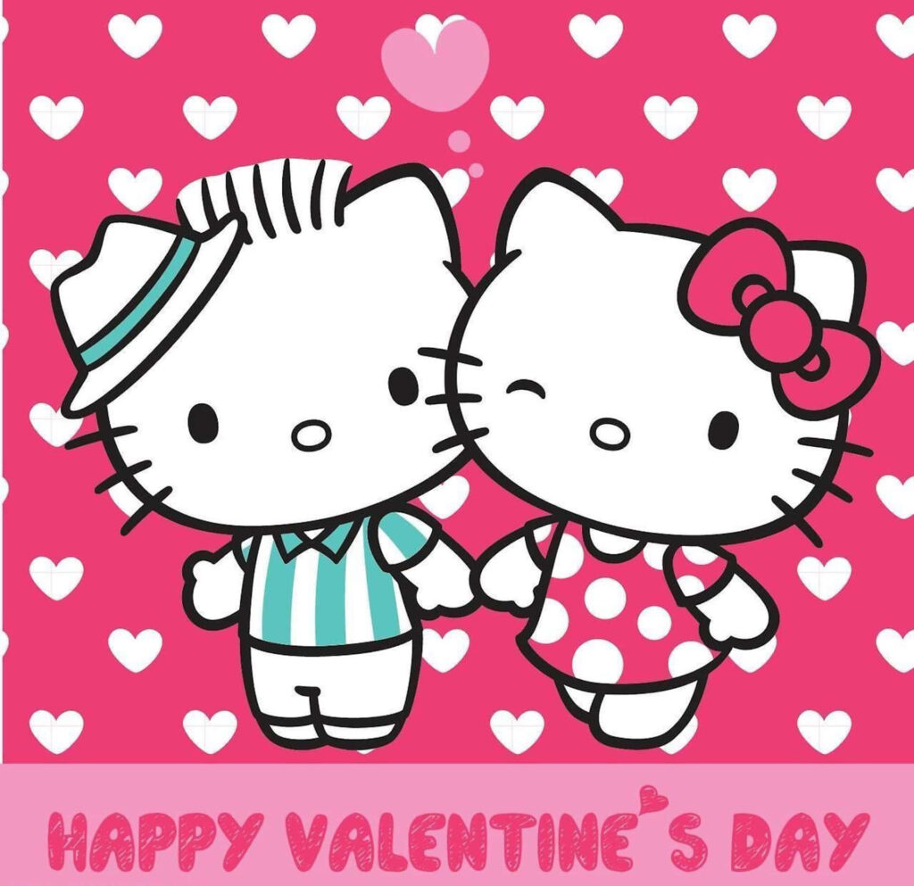 Charming Hello Kitty Valentine's Day Wallpaper with Hearts