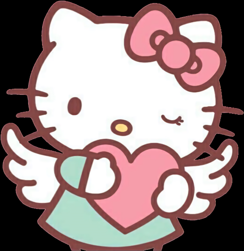 Adorable Hello Kitty Angel Wallpaper with Pink Heart Design
