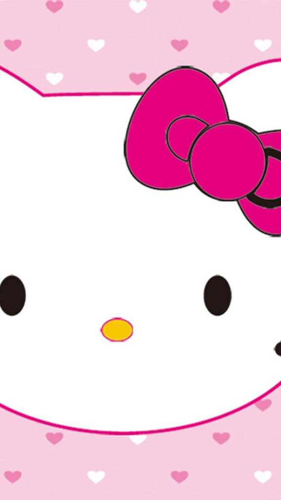 Charming Close-Up Hello Kitty Wallpaper on Pink Background