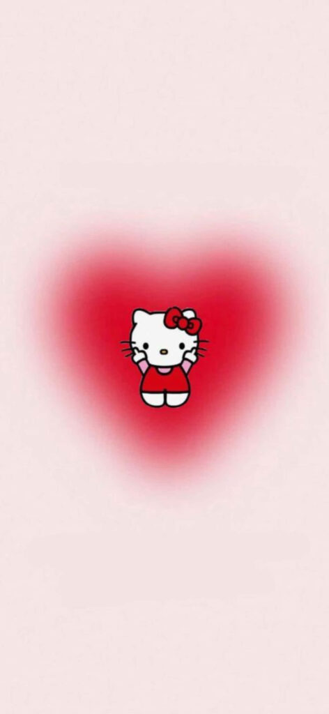 Hello Kitty Heart Wallpaper: Cute Design on Light Pink Background