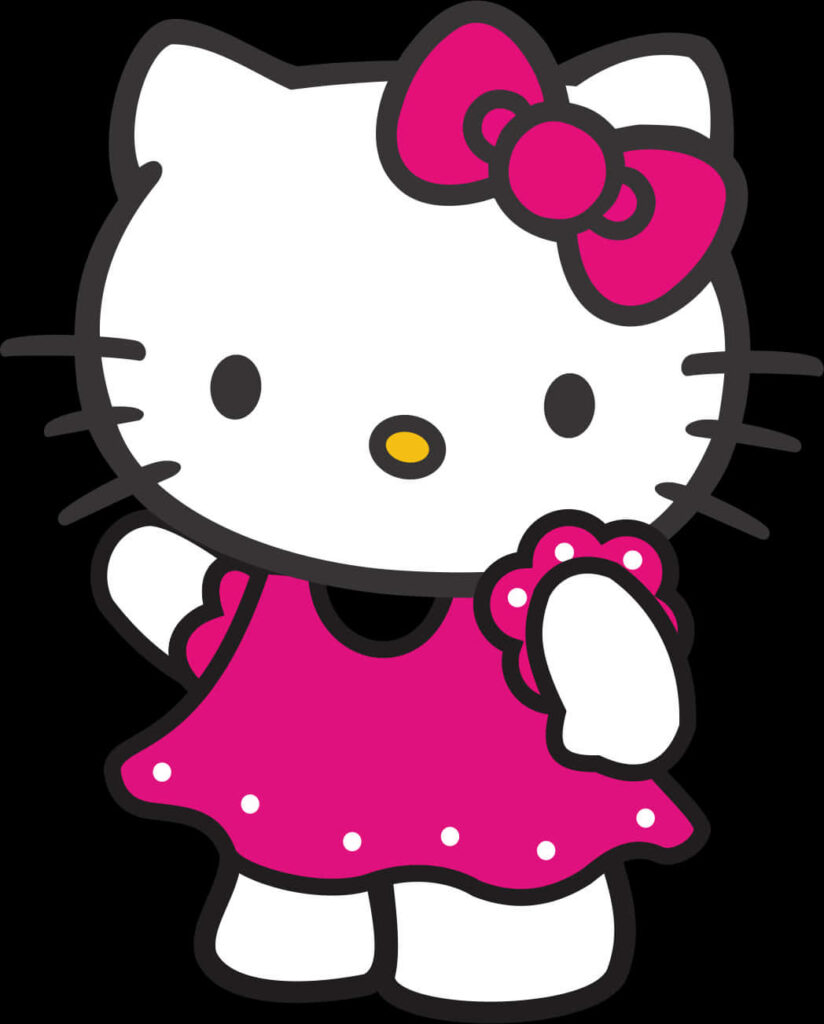 Charming Hello Kitty Wallpaper: Cute Pink Dress & Matching Bow
