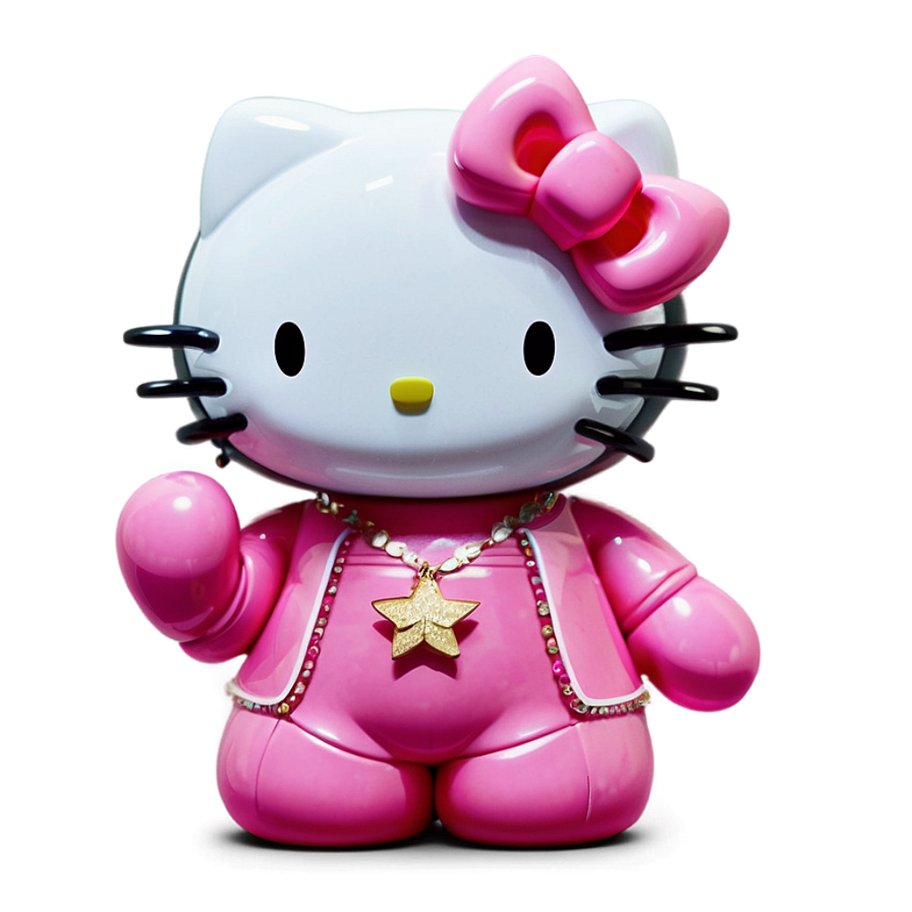 Charming Hello Kitty Wallpaper: Cute Pink Outfit & Star Necklace
