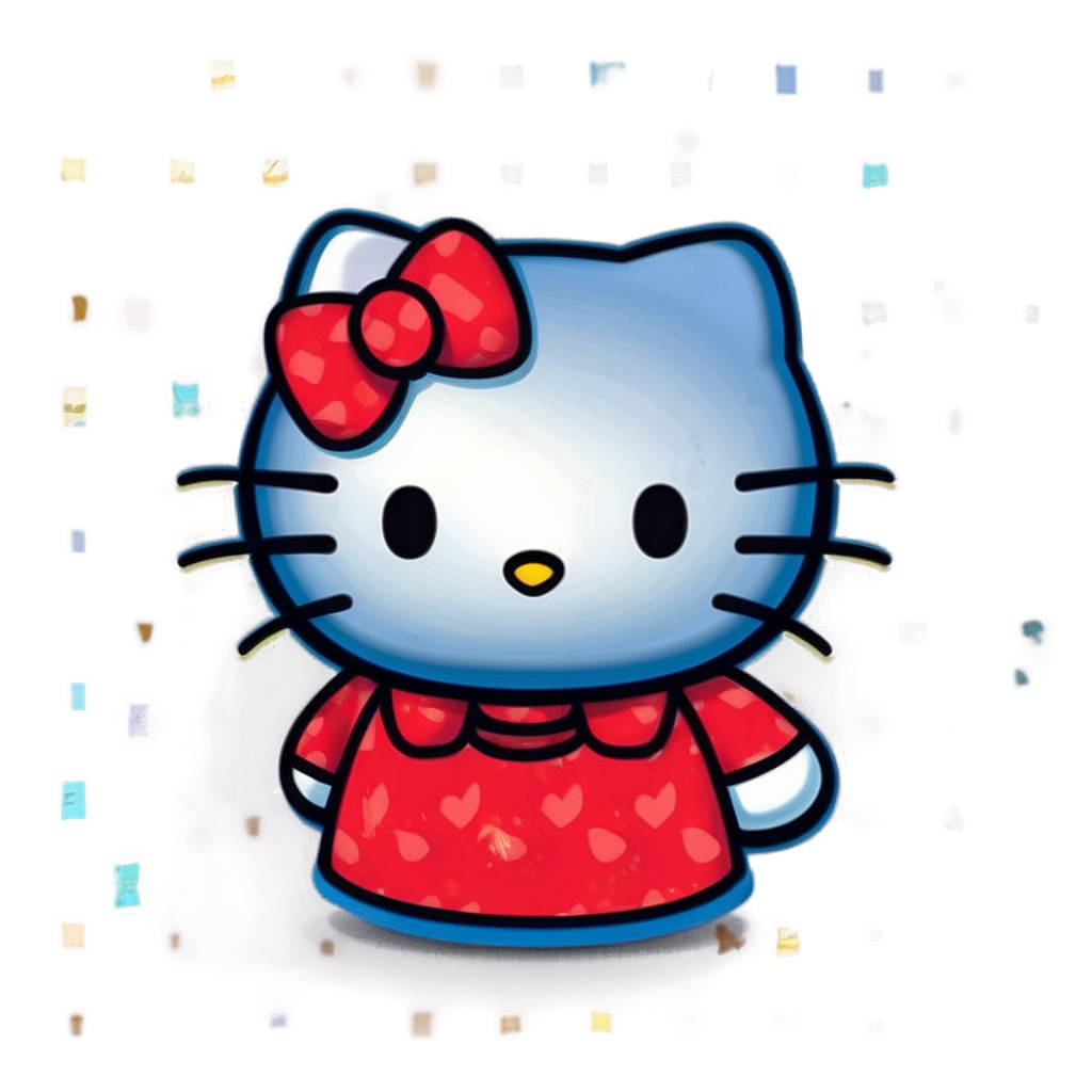 Charming Hello Kitty Wallpaper: Adorable Red Dress & Sparkling Lights