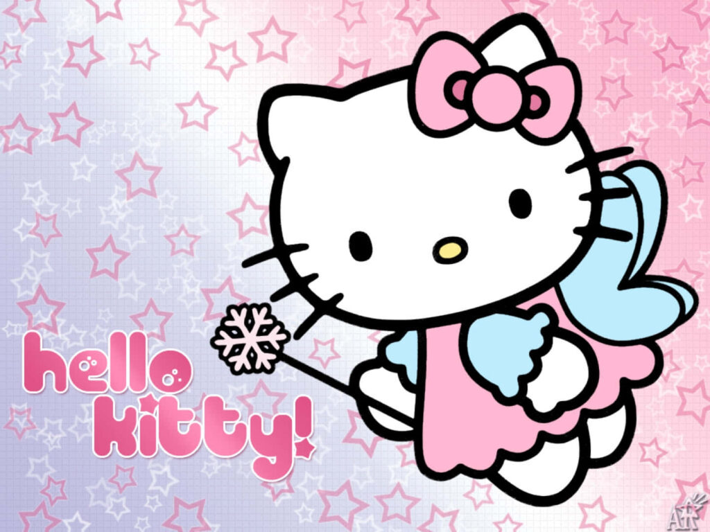 Charming Hello Kitty Wallpaper: Magical Pastel Star Background
