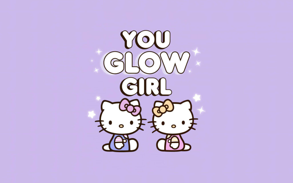 Charming Light Purple Hello Kitty Wallpaper: 'You Glow Girl' Design