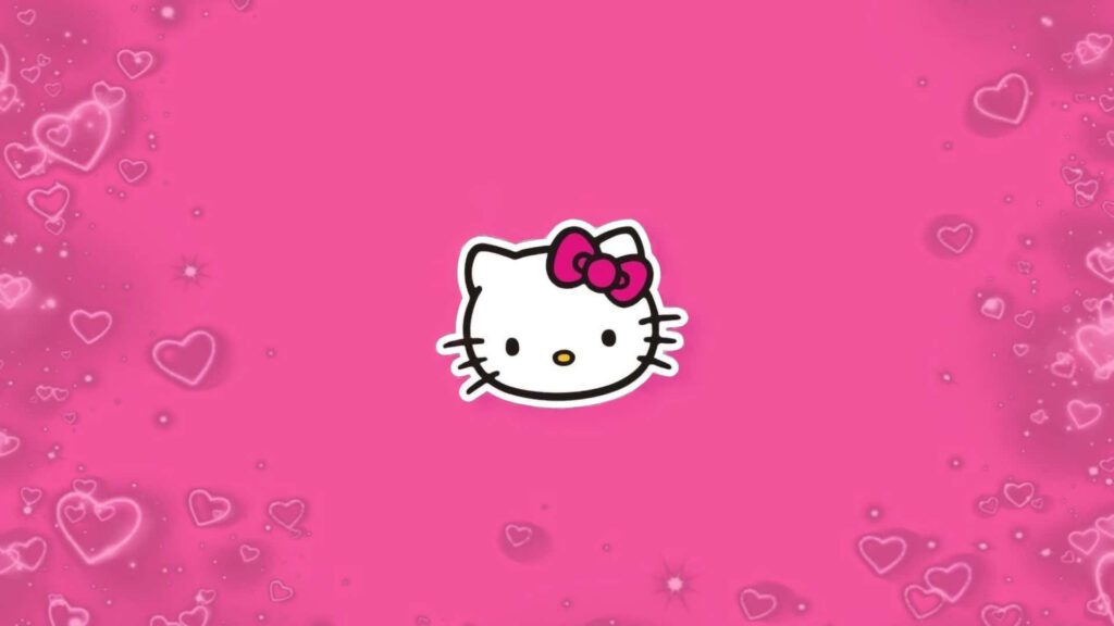 Hello Kitty Pink Background Wallpaper with Hearts & Sparkles