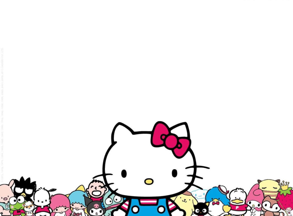 Cheerful Hello Kitty Wallpaper: Friends Unite in Vibrant Joy