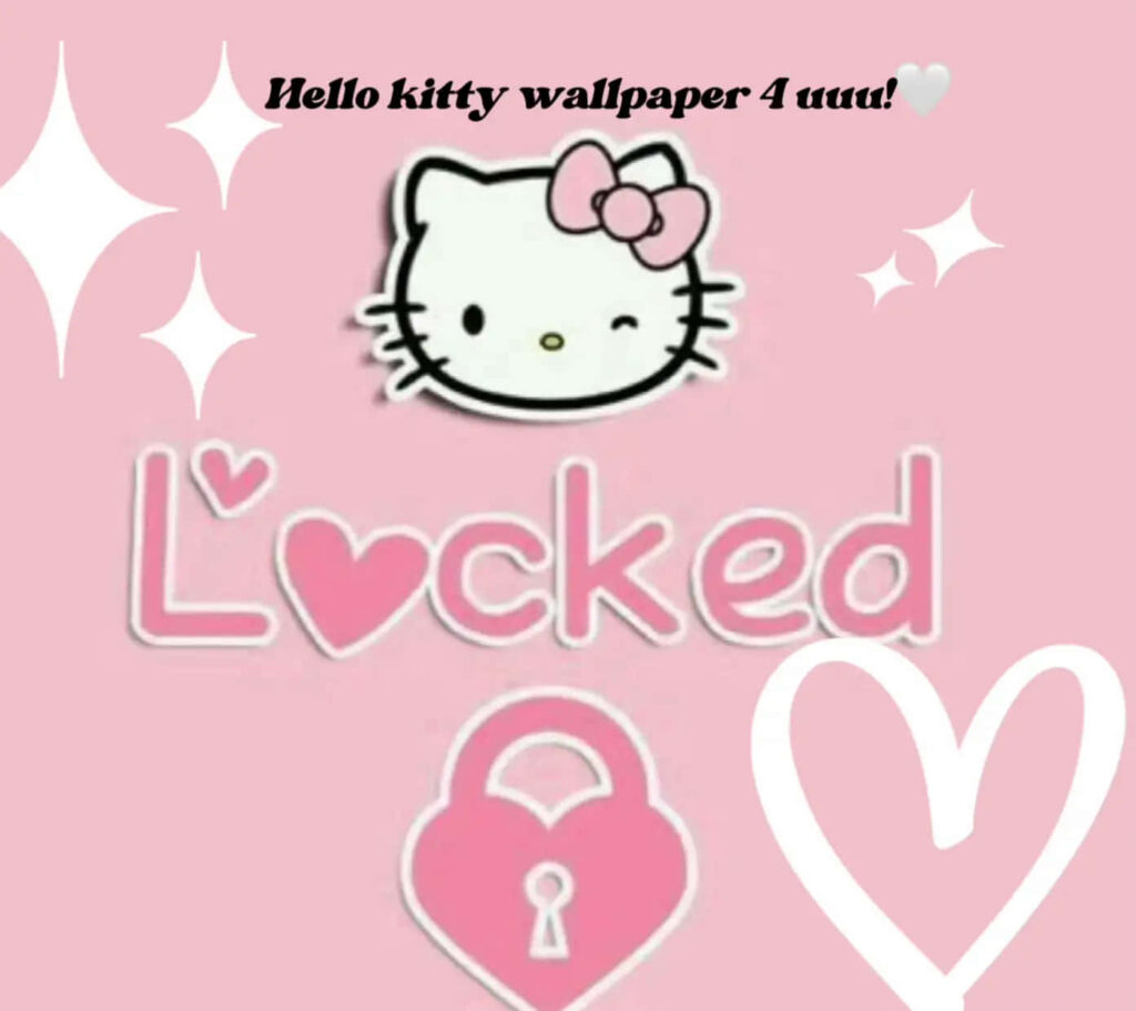 Charming Hello Kitty Wallpaper with Heart Motifs on Pink Background