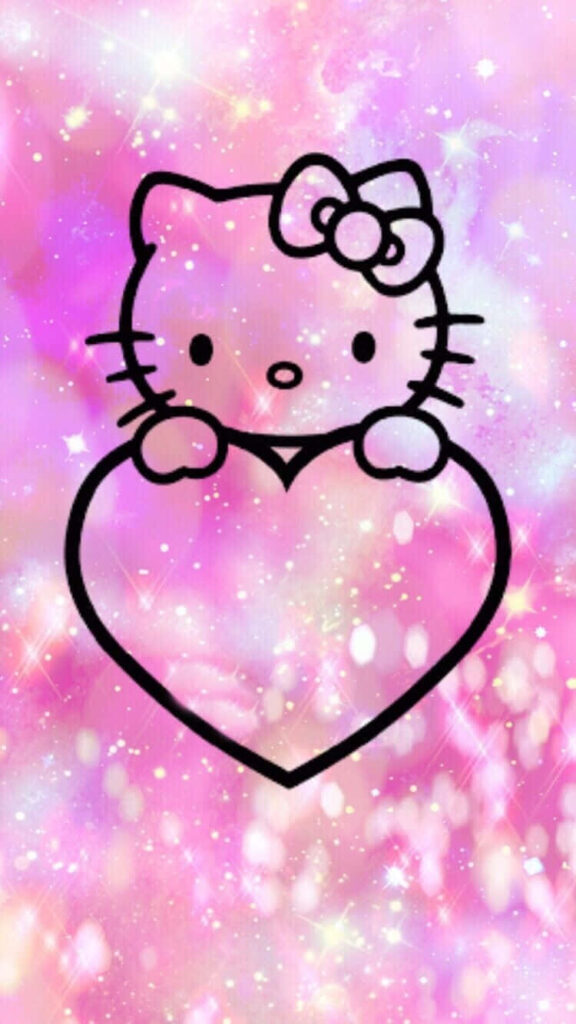 Charming Hello Kitty Wallpaper on Dazzling Pink Glitter Background