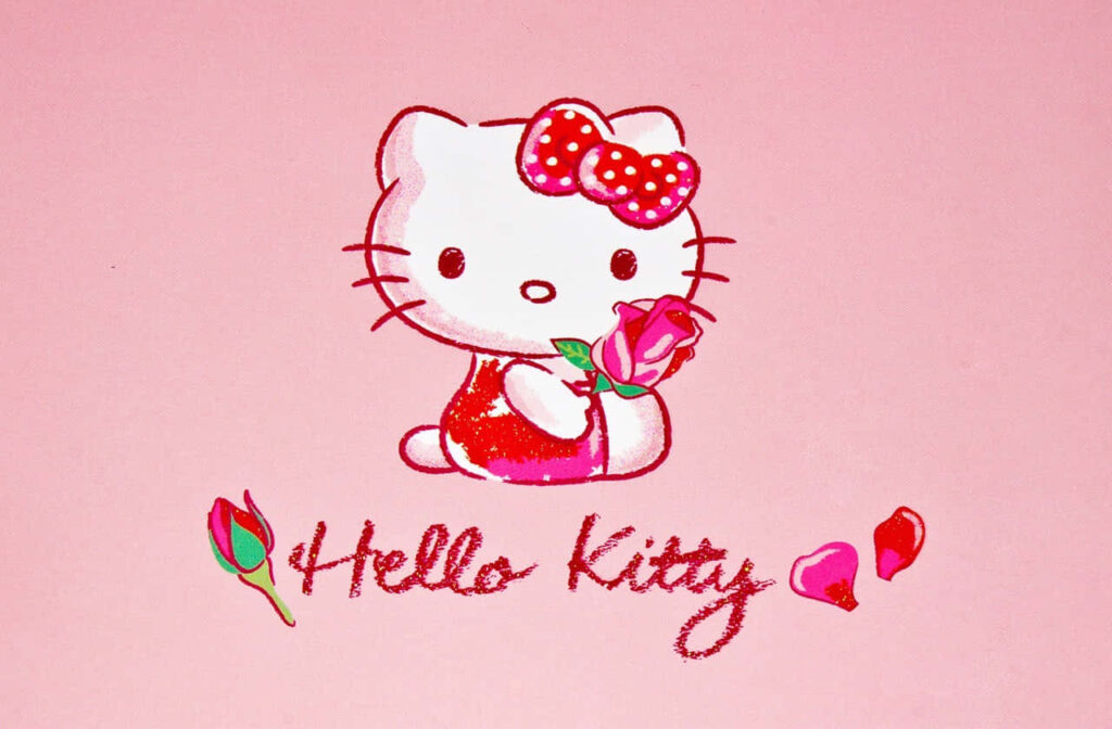Charming Hello Kitty Wallpaper: Adorable Pink Rose Design